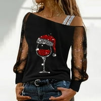 Luiyenes ženska casual labava bluza za bluzu od rušenja tiskana mreža majica Splice duge žene na dugih