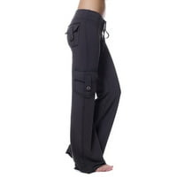 Hlače visokog struka ŽENE Široke noge Radne pantalone Bootcut Stretch Yoga hlače sa džepovima gumba