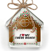 Ornament tiskan jedan bod sam srce vole moj šahovski bokser božićni neonblond