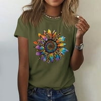 Ženska suncokret T majice tinejdžeri djevojke slatke grafički grafički mlađi tee na vrhu kratkih rukava trendne odjeću