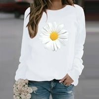 Moonker Womens Plus veličine vrhovi džemper TEE majica Top zimska Daisy White Print dukserice