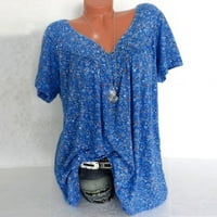 Ljetna ušteda Evergreen Lenago ženska plus veličina cvjetni tiskani kratki rukav V-izrez na plamenu ležerne bluze za bluzu tunika
