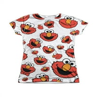 Sezame Street TV Show Cookie Elmo lica uzorak Juniors Front Print Majica