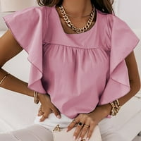 Penkiiy Womens Ljeto Ležerne prilike pulover s kratkim rukavima Bluze Summer Svestrana majica L Pink
