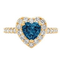 2. CT Sjajno srce Cleani simulirani dijamant 18k žuti zlatni halo pasijans sa accentima prsten sz 7.5