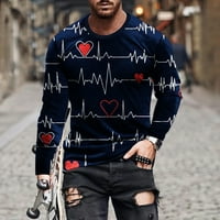 Uorcsa modni uzorak s dugim rukavima posada pulover casual 3d tiskani muškarci bluze tamnoplave boje