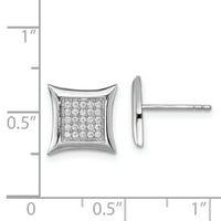 Sterling Silver Pav Cubic cirkonijski CZ Square Post Stud naušnice Kuglični gumb Fini nakit za žene