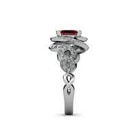Ruby i Diamond Twisted Halo Angažman prsten 1. CT TW u 14K bijelo zlato .Size 9.0
