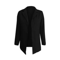 Bezolor Womens Trendy Fall Blazer jakne Ležerne prilike s dugim rukavima Otvoreno poslovno odijelo Slim Fit Elegant Dame Blazers Crna