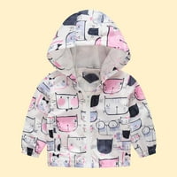 Odeerbi Kids Trendy Jacket Boys Girls Slatko crtane cvijeće uzorak automobila otporna na vjetrovito