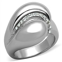 Rodium mesingani prsten sa gornjim klasom kristala, bistro - veličine 7