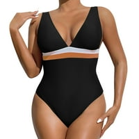 Ženski kupaći kupaći kupaći kostimi duboki V Contrast Otvoreni izrez za povratne kostime Ženski kupaći