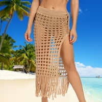 Seksi mrežne suknje meka Crochet Tassel Hem plaža za žene za žene
