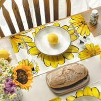 Pčelinji suncokret za trpezarijski stol set od 4, proljetne ljetne sezonske ukrase rustikalne stolne prostirke za pranje