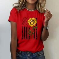 TKLPEHG majice kratkih rukava za žene zazor mekani slobodno vrijeme Dan nezavisnosti Ispis Grafički