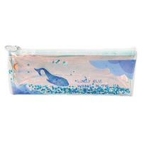 Funny Blue Ocean Blue Whale sa šljokicama Olovka za olovke Prozirna futrola za olovke