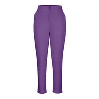 Azrian Womens Fals Modne hlače, ženske modne tanke povremene ležerne u boji hlače ljubičaste veličine l U prodaji