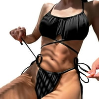 Zuwimk ženski kupaći komimit, ženski tang bikini kupaći žig gusajući podstavljeni kupaći kupaći kostim kava, s