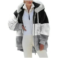 Scyoekwg Clearence Ženska zimska jakna plus veličina Ženska modni patentni zatvarač Dugi rukav, gornja odjeća Topla FAUS jakna zimska vrhova siva l
