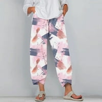 Riforla hlače za žene udobne hlače za žene široke noge Capris ženske ljetne obrezane hlače plaža elastična struka vrećaste ručnice ženske pantalone ružičaste s