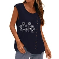 Ženski rub bez rukava Vest okrugli izrez Loose bluza Aktivni gornji ženski vintage TEE Trendy majica