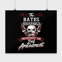 Prezime Bates Poster - Domaćinstvo zaštićeno 2. drugom Amandmanom - Personalizirani ljubitelji pištolja Pokloni sa Bates Porodično Prezime Zidni dekor
