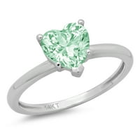 1CT srce rezano zeleno simulirano dijamant 14k bijelo zlato godišnjice za angažman prsten veličine 3.5