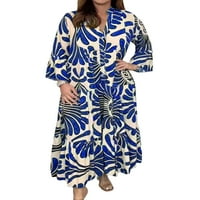 Žene Maxi haljine haljina s dugim rukavima V izrez Kaftan Holiday Royal Blue M