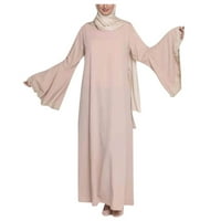 Rovga haljine za žene ženska ležerna haljina čipkasti šivanje pahuljane rukave Abaya arapska kaftna