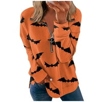 Ženski kauzalni Zip pulover ovratnik dugih rukava Dukseri Halloween Print Active odjeća trčanje jakna