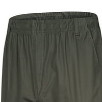 Hinvhai Clearence Muška pamučna i posteljina elastična struka izmiješane prozračne udobne meke pantalone za plažu Sve duljine hlače vojska zelena 12