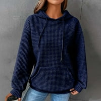 Fjofpr Ženska odjeća Jesen Dukserice sa kapuljačom za žene Dugi rukav Jednobojni džep Pocket pulover Ležerne prilike Bluza