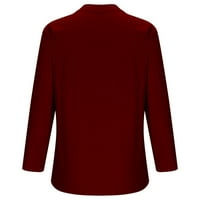 Puntoco Plus veličina dugih rukava Ženska ljetna bluza s dugim rukavima V izrez čvrste vrhove majica