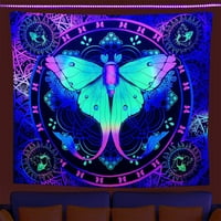 Halloween Hippie Boho svjetlosna tapiserija Crna lagana tapiserija UV fluorescentna pozadinska krpa užarena u tamno tapiseliju zid viseći tapiserije Stil w: 59 XL: 39