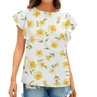 Zodggu Cleariance Moda Laides bluza Floral Cvjetni print Crew Crt Trendy Girls Love Ljetne tuničke majice