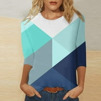 Yyeselk radne bluze za žene modne rukave okrugli vrat majice Trendi boja blok patchwork tunike Tunt