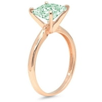 CT briljantna princeza Clear Simulirani dijamant 18K ružičasto zlato pasijans prsten sz 7.25