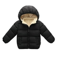 Toddler Boy zimska odjeća djeca toplo plišana vjetrootporna s kapuljačom svestrana jakna sa zatvaračem crna veličina 110
