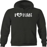 Ljubav Odlična Danes Love Paw Print Hoodie za velike muškarce 3xl tamno siva