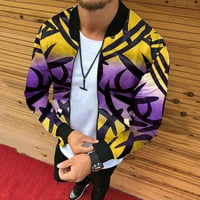 Muški džemper kaput zapadni zipper-up sportske linije za ispis jakne casual moda jesen zima dugih rukava sa dugim rukavama savladač Cardigan Yellow XXXL