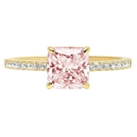 2.7ct Asscher rez ružičasti simulirani dijamant 18k žuti zlatni graviranje izjava bridalna godišnjica Angažovanje vjenčanog prstena veličine 8.25
