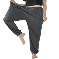 Dame ravne dno noge Prozračne vježbe dugačke pantske hareme labave sportske pantalone Yoga hlače tamno siva 4xl