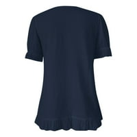 Majice za žene Ljeto Ženski Ruffle s kratkim rukavima V-izrez cvjetni ispisani TOP T majice Casual majica