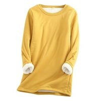 SKSLOEG ženske dugih rukava s dugim rukavima Bočni split labavi povremeni pulover TUROVI, ŽUTO 2XL ŽENE