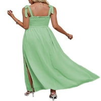 Prednjeg swalk Ženska haljina čipka za ljeto plaža Sundurs bez rukava maxi haljine party seksi strana zelena xl
