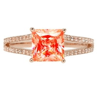 2. CT briljantna princeza Clear Simulirani dijamant 18k Rose Gold Solitaire sa Accenting prstenom SZ 6.5