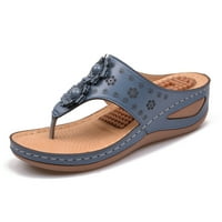 Leesechin Fashion Wone Solid Color Pinch Toe Comfy sandale Nagib na plaži Plaže Casual cipele Plava