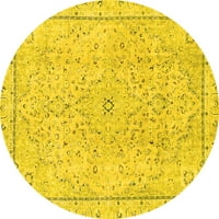 Ahgly Stroj za upotrebu u zatvorenom okrugle apstraktne žute moderne prostirke, 6 'okruglo