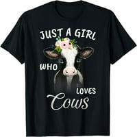 Smiješni poklon vodenikolor samo djevojka koja voli krave majicu crni tee