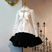Dugi rukav dress ClearenceWomen Gothic Plus veličina majica haljina srednjovjekovna haljina s dugim rukavima bijela 4